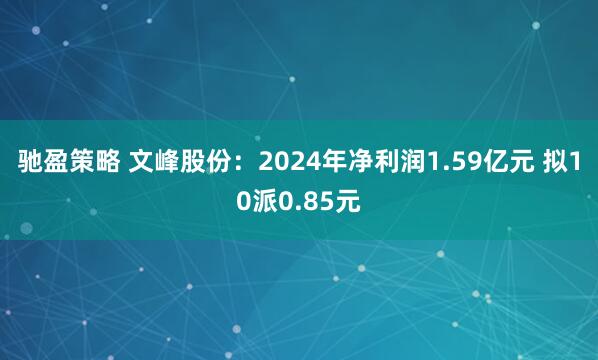 驰盈策略 文峰股份：2024年净利润1.59亿元 拟10派0.85元