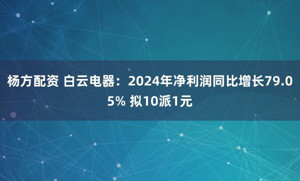 杨方配资 白云电器：2024年净利润同比增长79.05% 拟10派1元