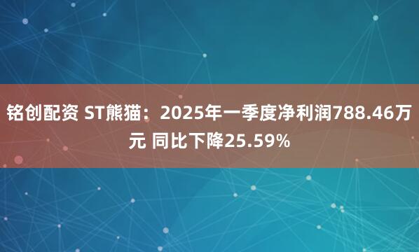 铭创配资 ST熊猫：2025年一季度净利润788.46万元 同比下降25.59%