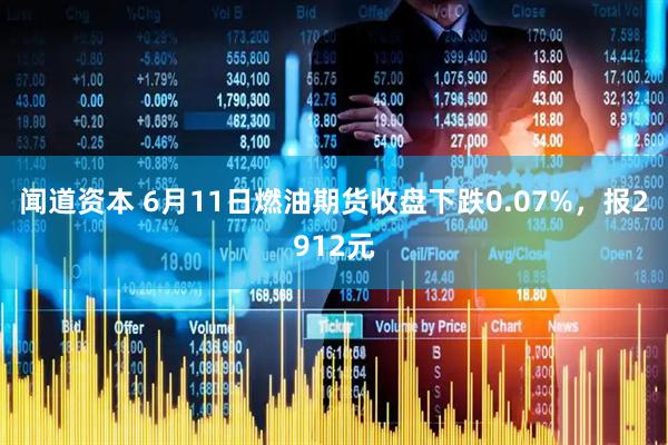 闻道资本 6月11日燃油期货收盘下跌0.07%，报2912元
